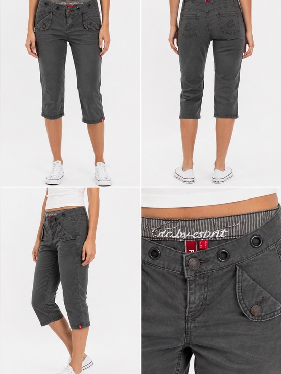 Pants - edc by Esprit Charcoal Cropped Cargo Capris
